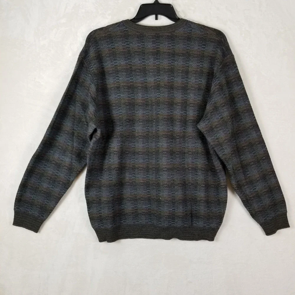 Tricots St Raphael‎ Sweater Mens XL Multicolor Merino Wool V-Neck Textured Knit